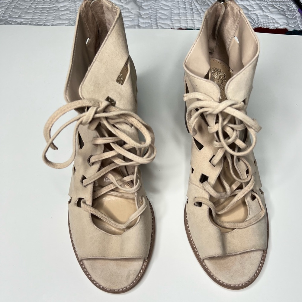 Vince Camuto Lace Up Heel with Wooden Heel